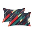 thumbnail image 1 of Yayeee Pillowcase Standard Size Set of 2 Satin Wrinkle Resistant Pillow Case, Orange Abstract Lines, 1 of 7