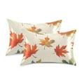 thumbnail image 1 of Yayeee Pillowcase Standard Size Set of 2 Satin Wrinkle Resistant Pillow Case, Orange Autumn Leaves, 1 of 7