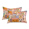 thumbnail image 1 of Yayeee Pillowcase Standard Size Set of 2 Satin Wrinkle Resistant Pillow Case, Orange Cityscape Painting, 1 of 8