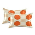 thumbnail image 1 of Yayeee Pillowcase Standard Size Set of 2 Satin Wrinkle Resistant Pillow Case, Orange Geometric Circles, 1 of 8