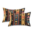 thumbnail image 1 of Yayeee Pillowcase Standard Size Set of 2 Satin Wrinkle Resistant Pillow Case, Orange Geometric, 1 of 8