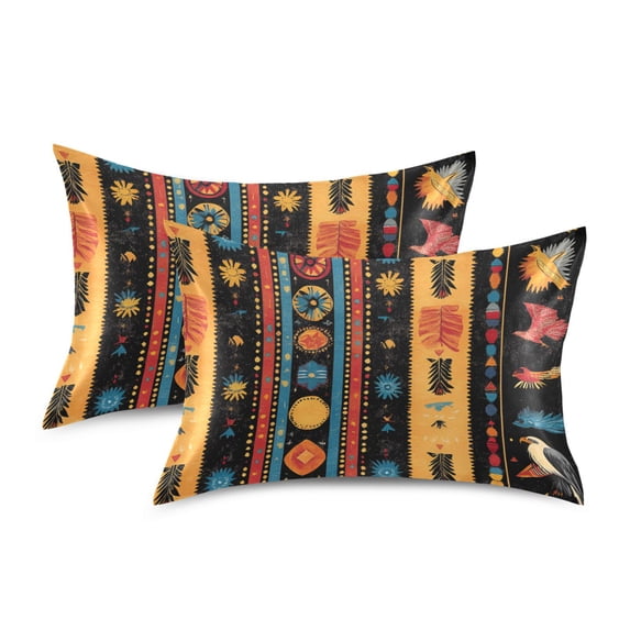 Yayeee Pillowcase Standard Size Set of 2 Satin Wrinkle Resistant Pillow Case, Orange Geometric