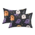 thumbnail image 1 of Yayeee Pillowcase Standard Size Set of 2 Satin Wrinkle Resistant Pillow Case, Orange Halloween Ghosts, 1 of 7
