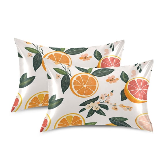 Yayeee Pillowcase Standard Size Set of 2 Satin Wrinkle Resistant Pillow Case, Orange Slices