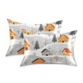 thumbnail image 1 of Yayeee Pillowcase Standard Size Set of 2 Satin Wrinkle Resistant Pillow Case, Orange Snow Houses, 1 of 7