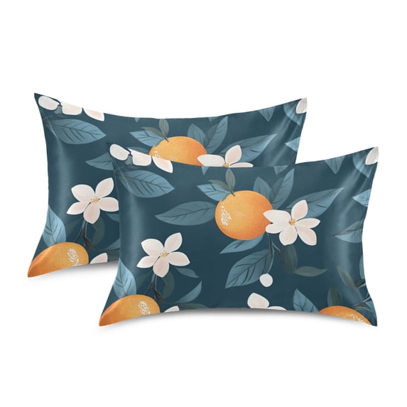 Yayeee Pillowcase Standard Size Set of 2 Satin Wrinkle Resistant Pillow Case, Oranges Pattern