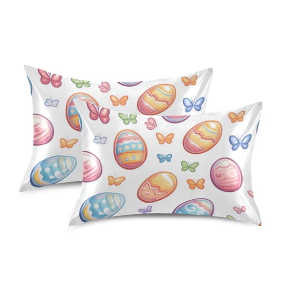 Yayeee Pillowcase Standard Size Set of 2 Satin Wrinkle Resistant Pillow Case, Pastel Easter Pattern