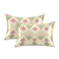 thumbnail image 1 of Yayeee Pillowcase Standard Size Set of 2 Satin Wrinkle Resistant Pillow Case, Pastel Green Geometric, 1 of 7