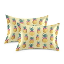 Yayeee Pillowcase Standard Size Set of 2 Satin Wrinkle Resistant Pillow Case, Pineapple Love