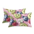 thumbnail image 1 of Yayeee Pillowcase Standard Size Set of 2 Satin Wrinkle Resistant Pillow Case, Pink Blueberries, 1 of 7