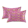 thumbnail image 1 of Yayeee Pillowcase Standard Size Set of 2 Satin Wrinkle Resistant Pillow Case, Pink Doughnuts, 1 of 8