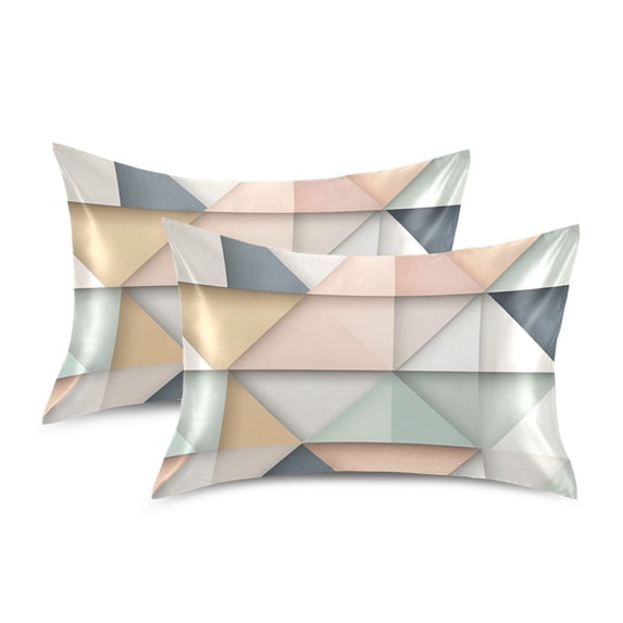 Yayeee Pillowcase Standard Size Set of 2 Satin Wrinkle Resistant Pillow Case, Pink Geometric