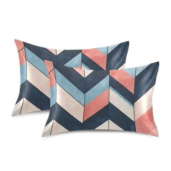Yayeee Pillowcase Standard Size Set of 2 Satin Wrinkle Resistant Pillow Case, Pink Geometric