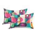 thumbnail image 1 of Yayeee Pillowcase Standard Size Set of 2 Satin Wrinkle Resistant Pillow Case, Pink Geometric, 1 of 7