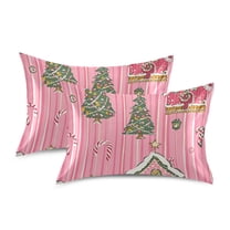 Yayeee Pillowcase Standard Size Set of 2 Satin Wrinkle Resistant Pillow Case, Pink Gingerbread House