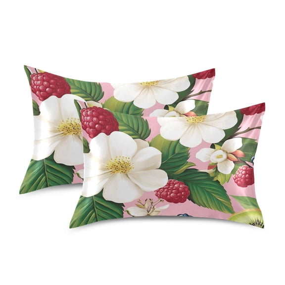 Yayeee Pillowcase Standard Size Set of 2 Satin Wrinkle Resistant Pillow Case, Pink Raspberries