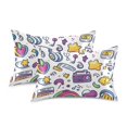 thumbnail image 1 of Yayeee Pillowcase Standard Size Set of 2 Satin Wrinkle Resistant Pillow Case, Purple Doodle Pattern, 1 of 7