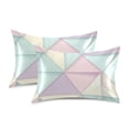 thumbnail image 1 of Yayeee Pillowcase Standard Size Set of 2 Satin Wrinkle Resistant Pillow Case, Purple Geometric, 1 of 7