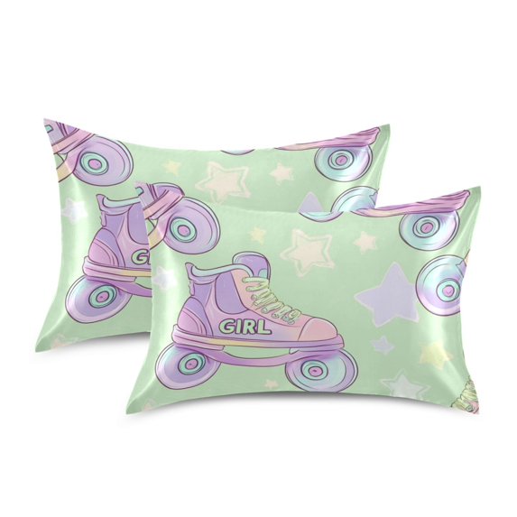 Yayeee Pillowcase Standard Size Set of 2 Satin Wrinkle Resistant Pillow Case, Purple Skates