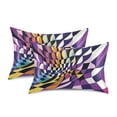 thumbnail image 1 of Yayeee Pillowcase Standard Size Set of 2 Satin Wrinkle Resistant Pillow Case, Purple Wavy Plaid, 1 of 7