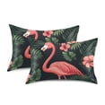 thumbnail image 1 of Yayeee Pillowcase Standard Size Set of 2 Satin Wrinkle Resistant Pillow Case, Red Flamingo Pattern, 1 of 7