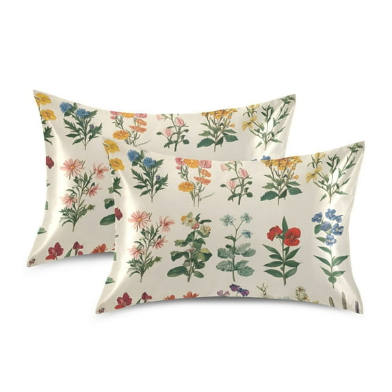 Yayeee Pillowcase Standard Size Set of 2 Satin Wrinkle Resistant Pillow Case, Red Floral