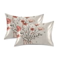 thumbnail image 1 of Yayeee Pillowcase Standard Size Set of 2 Satin Wrinkle Resistant Pillow Case, Red Flower, 1 of 7