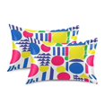 thumbnail image 1 of Yayeee Pillowcase Standard Size Set of 2 Satin Wrinkle Resistant Pillow Case, Red Retro Shapes, 1 of 7