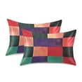thumbnail image 1 of Yayeee Pillowcase Standard Size Set of 2 Satin Wrinkle Resistant Pillow Case, Red and Purple Plaid Pattern, 1 of 7