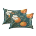 thumbnail image 1 of Yayeee Pillowcase Standard Size Set of 2 Satin Wrinkle Resistant Pillow Case, Retro Floral Orange, 1 of 7