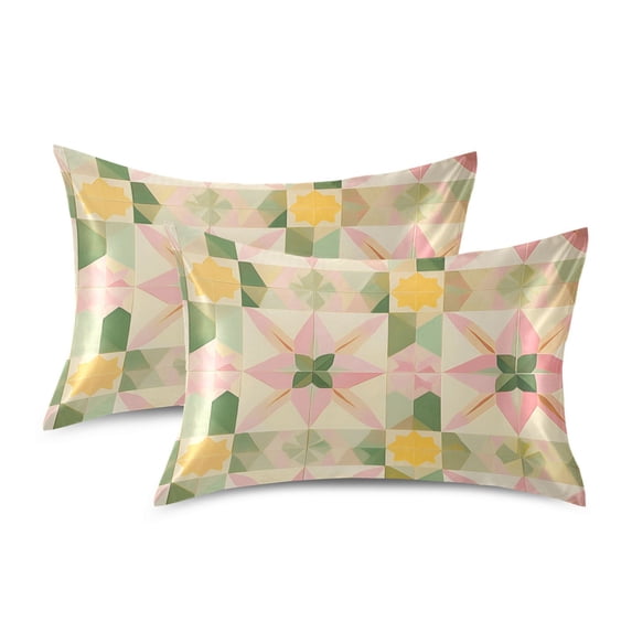 Yayeee Pillowcase Standard Size Set of 2 Satin Wrinkle Resistant Pillow Case, Retro Pink Stars