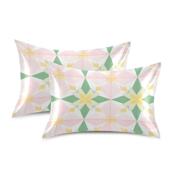 Yayeee Pillowcase Standard Size Set of 2 Satin Wrinkle Resistant Pillow Case, Retro Yellow Stars