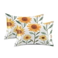 thumbnail image 1 of Yayeee Pillowcase Standard Size Set of 2 Satin Wrinkle Resistant Pillow Case, Sunflowers and Leaves Pattern, 1 of 8