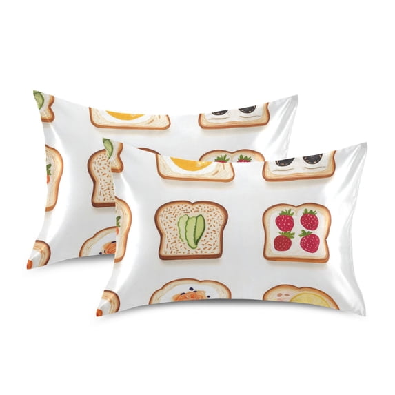 Yayeee Pillowcase Standard Size Set of 2 Satin Wrinkle Resistant Pillow Case, Various Toasts