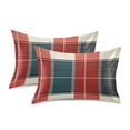 thumbnail image 1 of Yayeee Pillowcase Standard Size Set of 2 Satin Wrinkle Resistant Pillow Case, Vibrant Red Tartan Pattern, 1 of 8