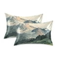 thumbnail image 1 of Yayeee Pillowcase Standard Size Set of 2 Satin Wrinkle Resistant Pillow Case, Watercolor Mountatin, 1 of 7