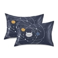 thumbnail image 1 of Yayeee Pillowcase Standard Size Set of 2 Satin Wrinkle Resistant Pillow Case, White Cat Planet, 1 of 7