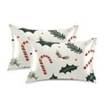 thumbnail image 1 of Yayeee Pillowcase Standard Size Set of 2 Satin Wrinkle Resistant Pillow Case, White Christmas Holly, 1 of 8