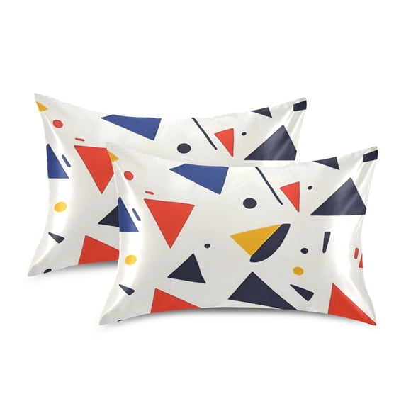 Yayeee Pillowcase Standard Size Set of 2 Satin Wrinkle Resistant Pillow Case, White Geometric