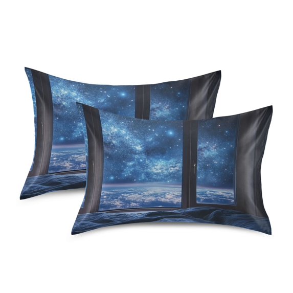 Yayeee Pillowcase Standard Size Set of 2 Satin Wrinkle Resistant Pillow Case, Window Space