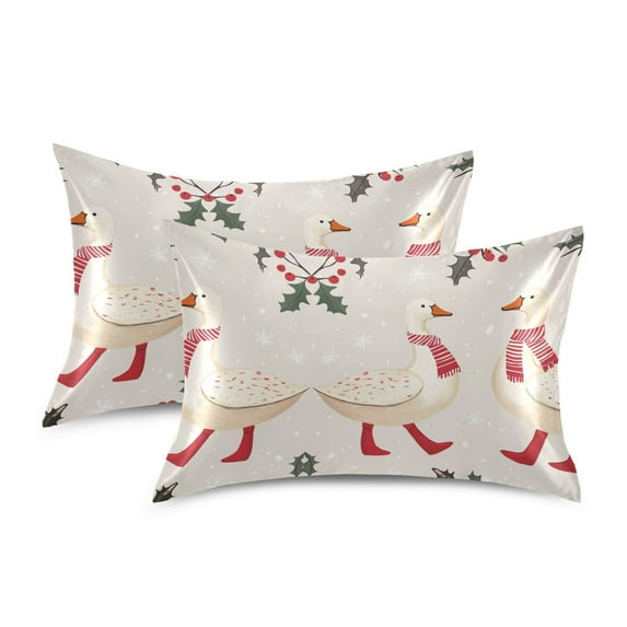 Yayeee Pillowcase Standard Size Set of 2 Satin Wrinkle Resistant Pillow Case, Winter Geese