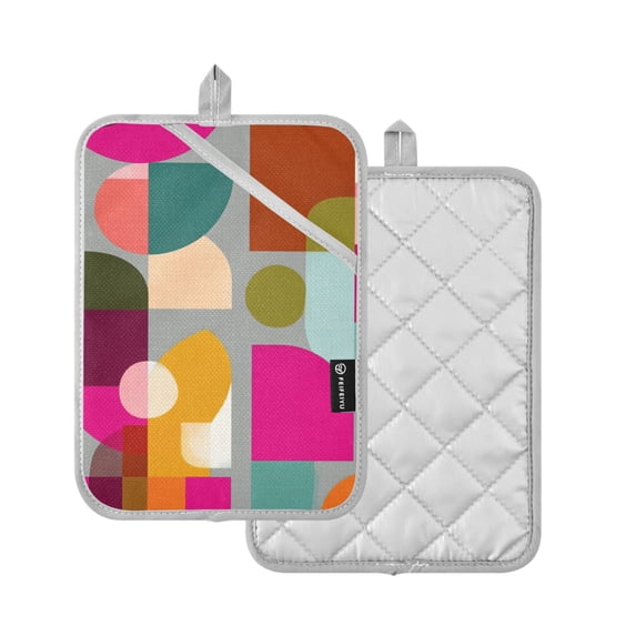 Yayeee Pot Holders Kitchen Heat Resistant with Pockets 7"x9.8" Cotton Oven Cooking Hot Pads, Abstract Geometric Pattern