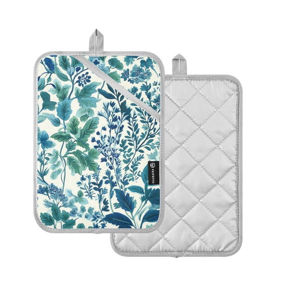 Yayeee Pot Holders Kitchen Heat Resistant with Pockets 7"x9.8" Cotton Oven Cooking Hot Pads, Beautiful Leaves Pattern