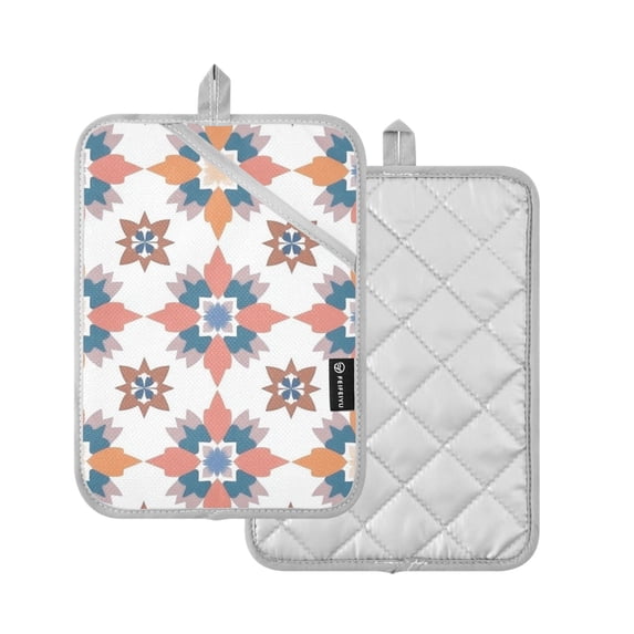 Yayeee Pot Holders Kitchen Heat Resistant with Pockets 7"x9.8" Cotton Oven Cooking Hot Pads, Blue Abstract Pattern