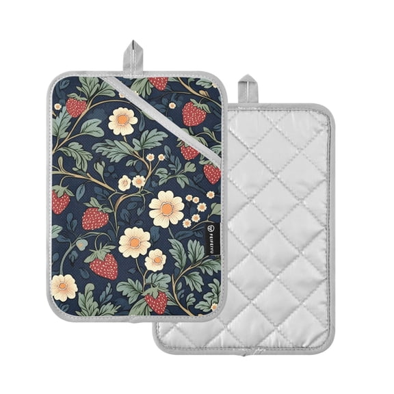 Yayeee Pot Holders Kitchen Heat Resistant with Pockets 7"x9.8" Cotton Oven Cooking Hot Pads, Floral Raspberry Pattern