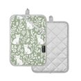 thumbnail image 1 of Yayeee Pot Holders Kitchen Heat Resistant with Pockets 7"x9.8" Cotton Oven Cooking Hot Pads, Green Floral Cat Pattern, 1 of 7
