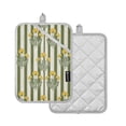 thumbnail image 1 of Yayeee Pot Holders Kitchen Heat Resistant with Pockets 7"x9.8" Cotton Oven Cooking Hot Pads, Green Stripe Flowers, 1 of 7