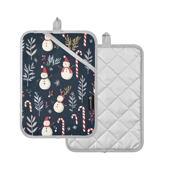 Yayeee Pot Holders Kitchen Heat Resistant with Pockets 7"x9.8" Cotton Oven Cooking Hot Pads, Jolly Snowman