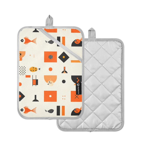 Yayeee Pot Holders Kitchen Heat Resistant with Pockets 7"x9.8" Cotton Oven Cooking Hot Pads, Minimalist Geometric Pattern