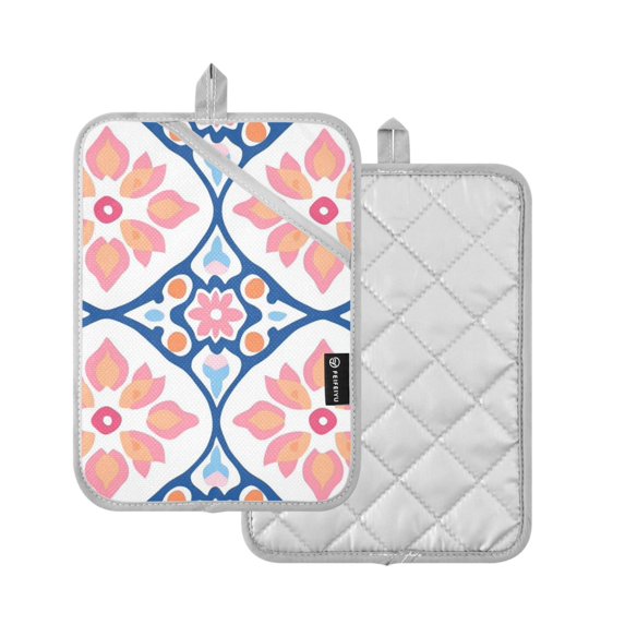 Yayeee Pot Holders Kitchen Heat Resistant with Pockets 7"x9.8" Cotton Oven Cooking Hot Pads, Mosaic Flowers Pattern